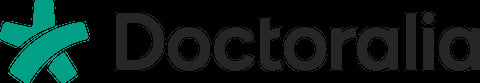 Doctoralia logo with teal X-shaped symbol and gray text